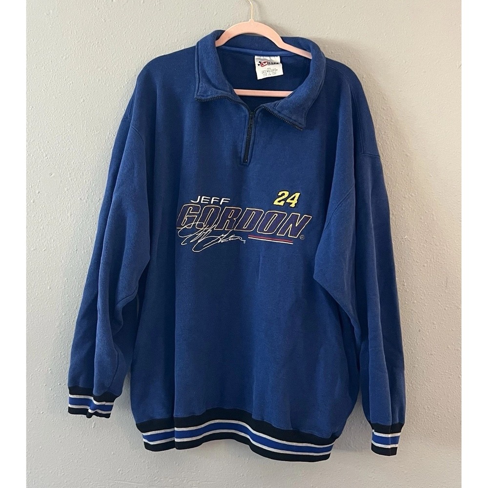 Vintage 90s Y2K Jeff Gordon 24 NASCAR Chase Authentics XXL Quarter Zip Pullover